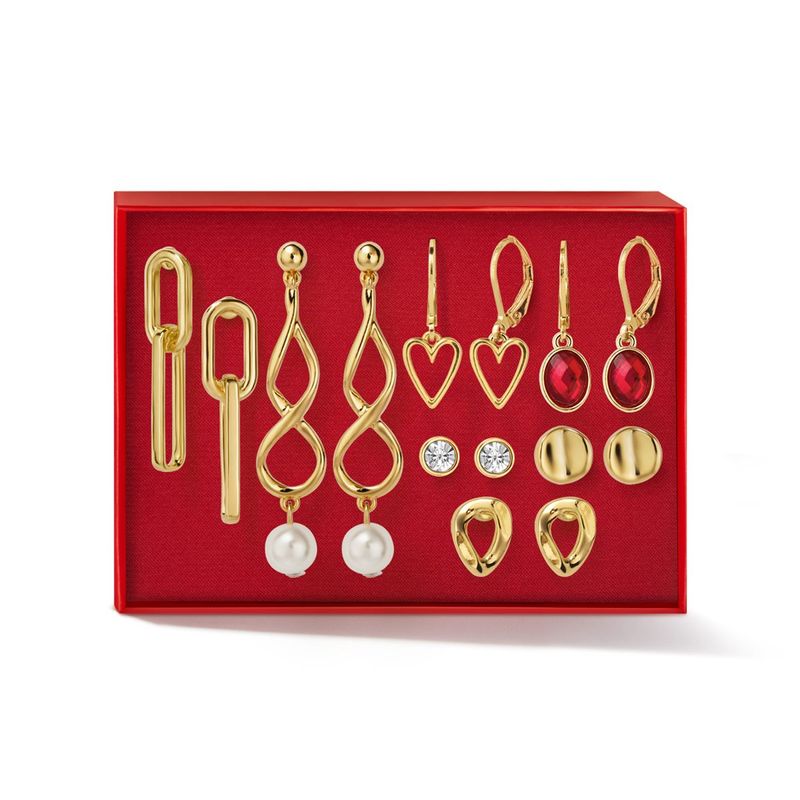 Set-x8-aretes-ba�ados-en-oro-de-24K-colgantes-y-cortos