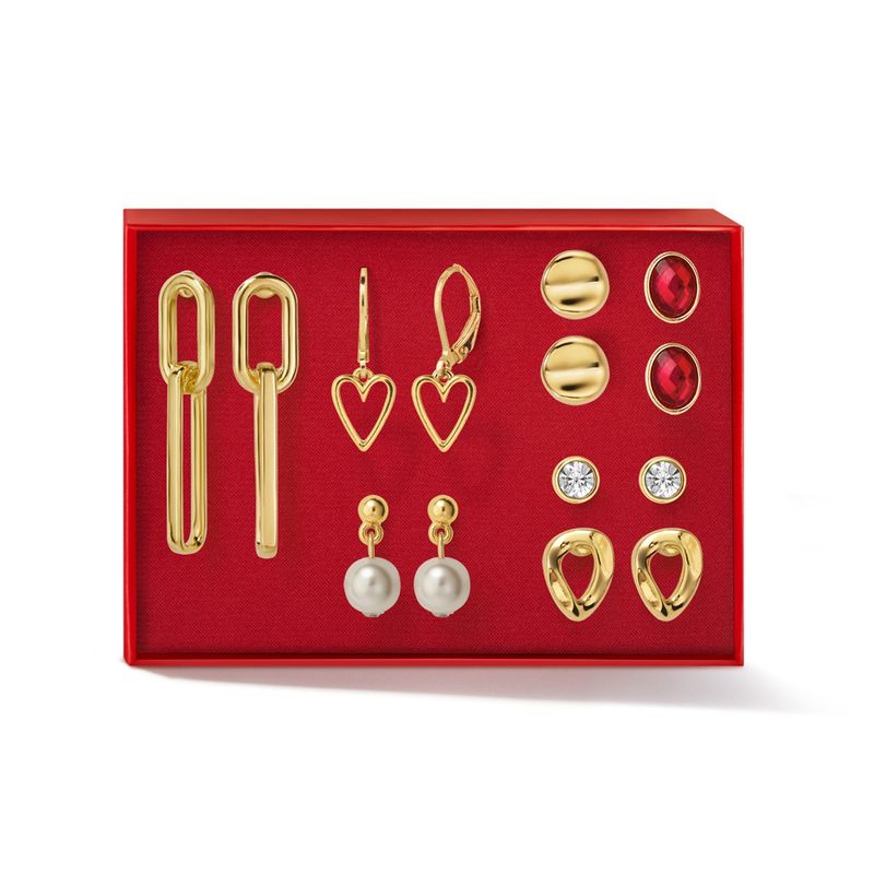 Set-x8-aretes-ba�ados-en-oro-de-24K-colgantes-y-cortos