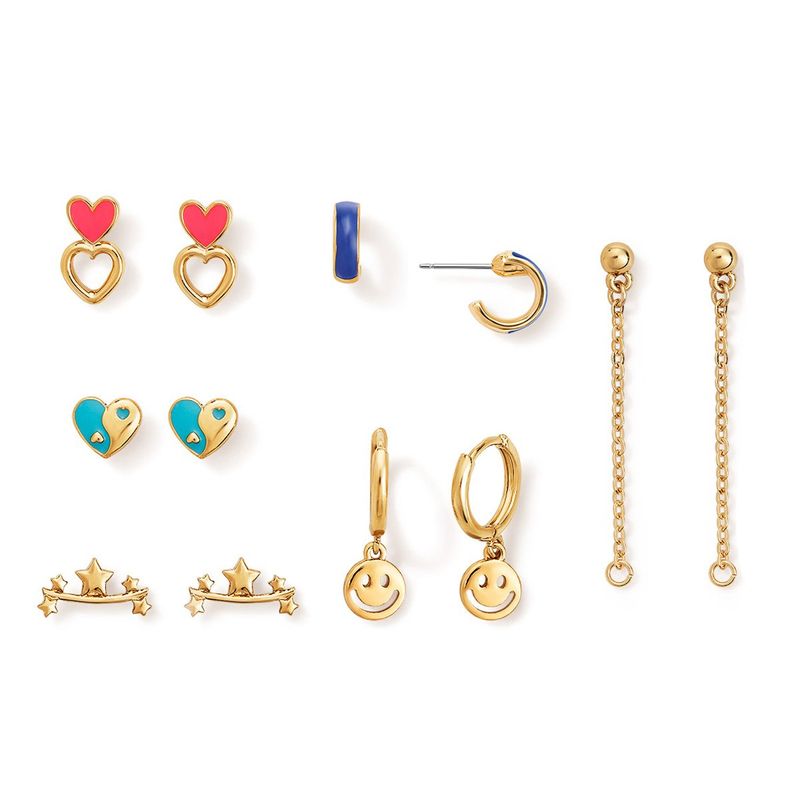 Set-x6-aretes-para-ni�a-ba�ados-en-oro-de-24K