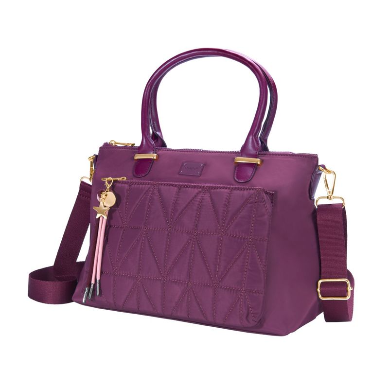 Bolso-para-mujer-casual-en-poliester-de-color-morado-con-distintos-compartimentos-y-asa-removible.​