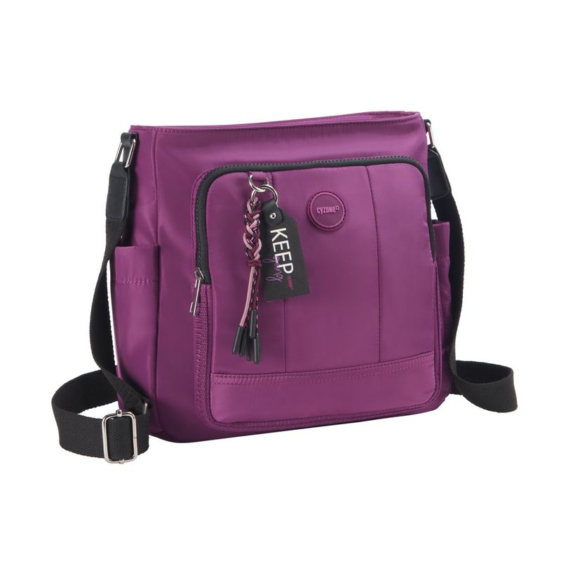 Morral-para-mujer-de-estilo-casual-de-color-morado-en-tela-poliester-con-asa-larga-regulable.