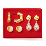 Set-x3-aretes-para-mujer-ba�ados-en-oro-de-24K