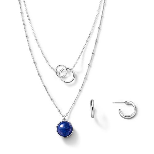 Estuche Collar + Aretes Blue Soft
