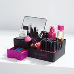 organizador-Hello-Beauty-en-material-de-plastico-de-color-negro-con-toques-fucsias-con-espejo